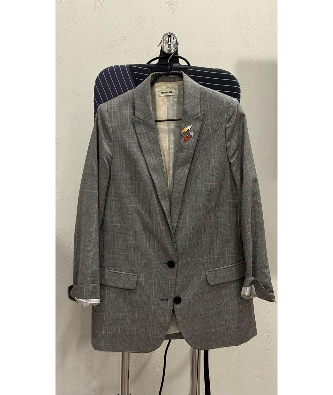 ZADIG & VOLTAIRE Серый шерстяной костюм с брюками, фото 9