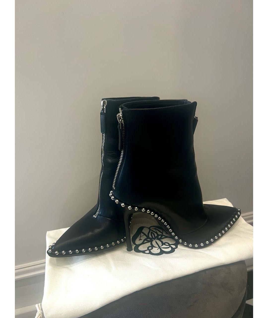 ALEXANDER MCQUEEN Черные кожаные ботильоны, фото 5
