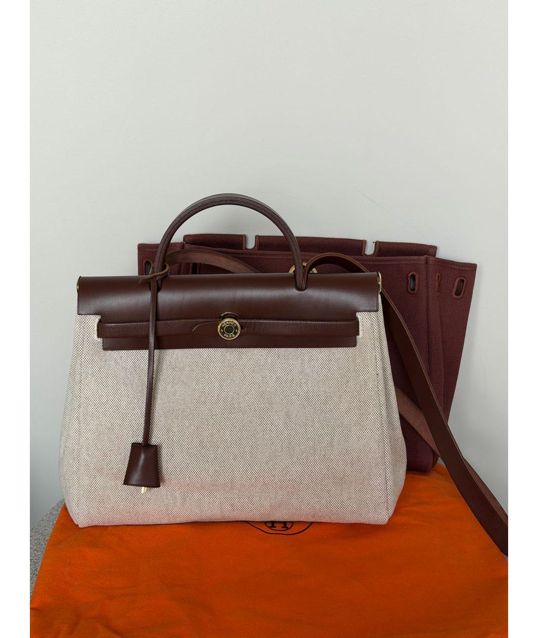 HERMES Бордовая тканевая сумка через плечо, фото 2