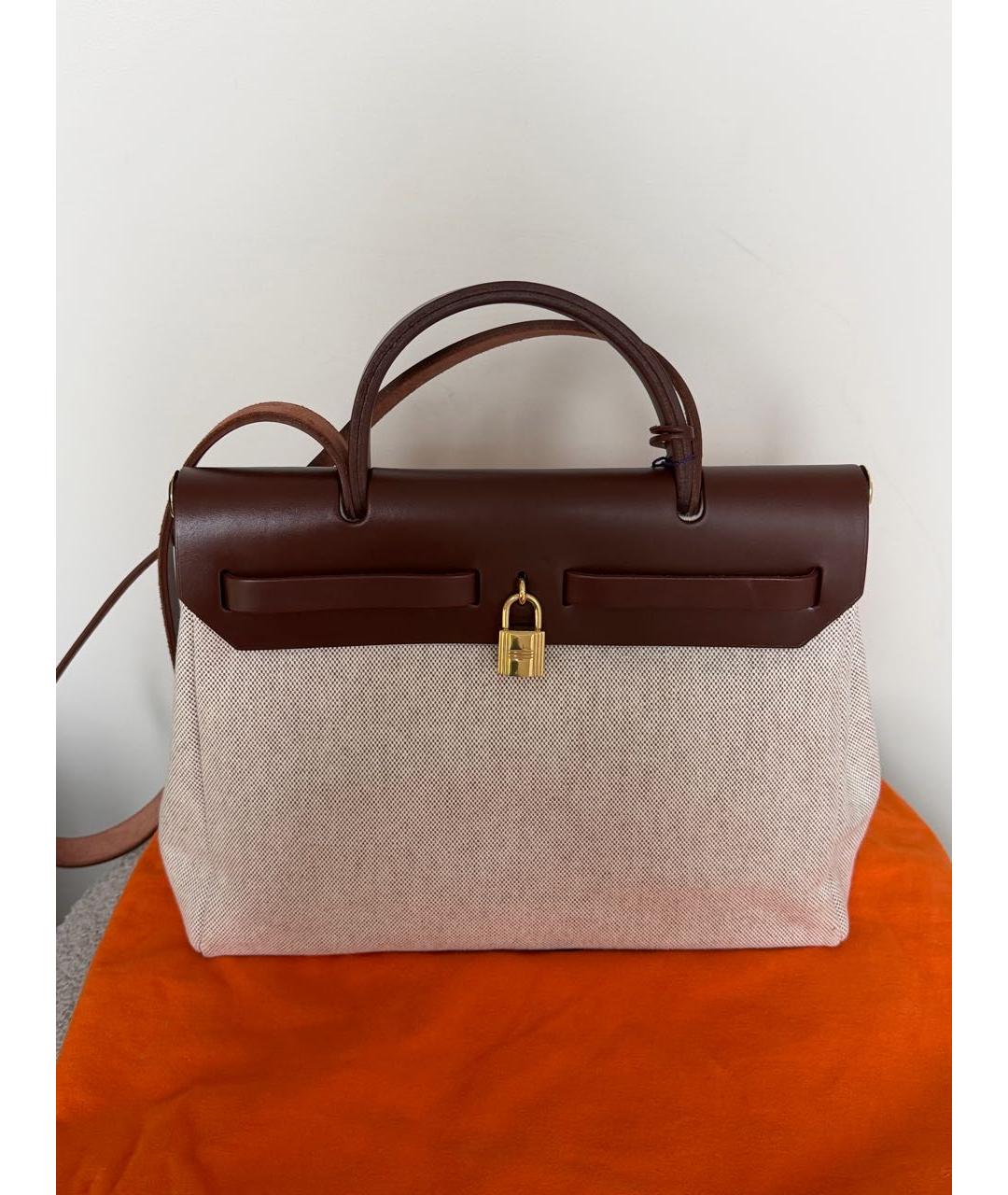 HERMES Бордовая тканевая сумка через плечо, фото 3