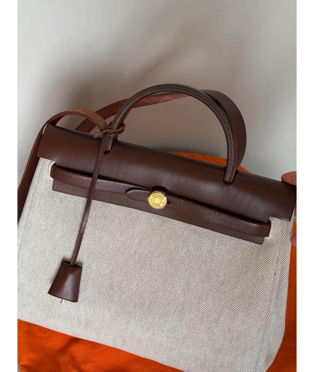 HERMES Бордовая тканевая сумка через плечо, фото 4