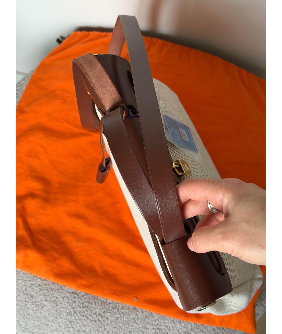 HERMES Бордовая тканевая сумка через плечо, фото 8