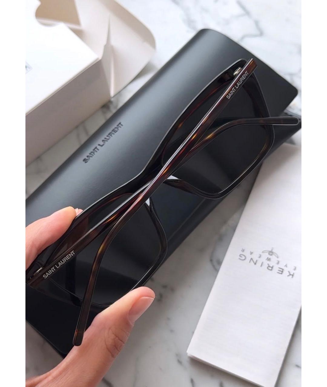 SAINT LAURENT Коричневые пластиковые солнцезащитные очки, фото 6
