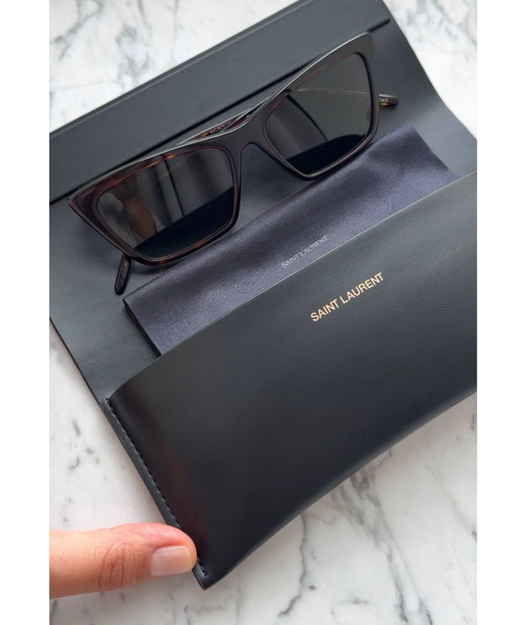 SAINT LAURENT Коричневые пластиковые солнцезащитные очки, фото 5