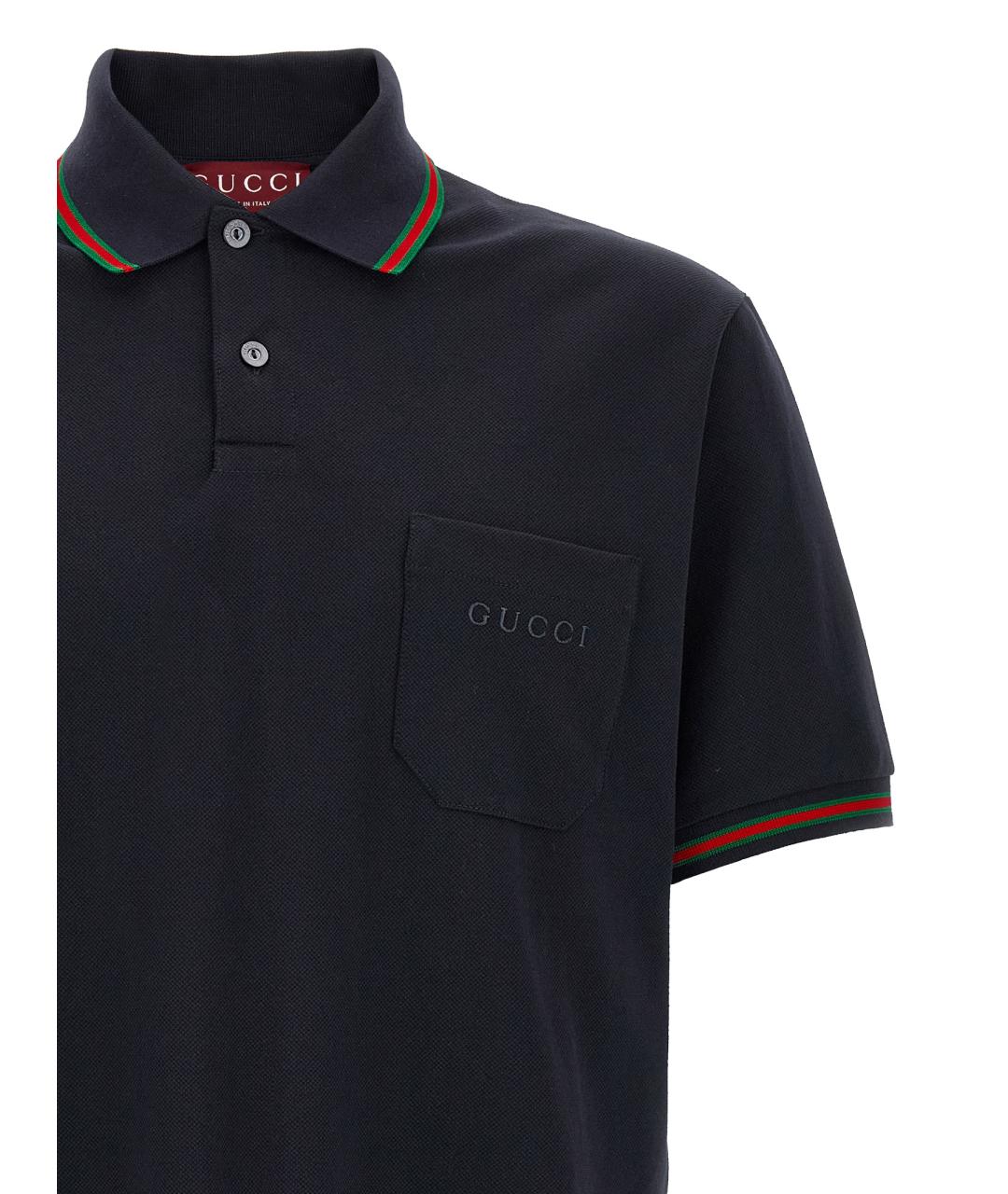 GUCCI Синее хлопковое поло с коротким рукавом, фото 3