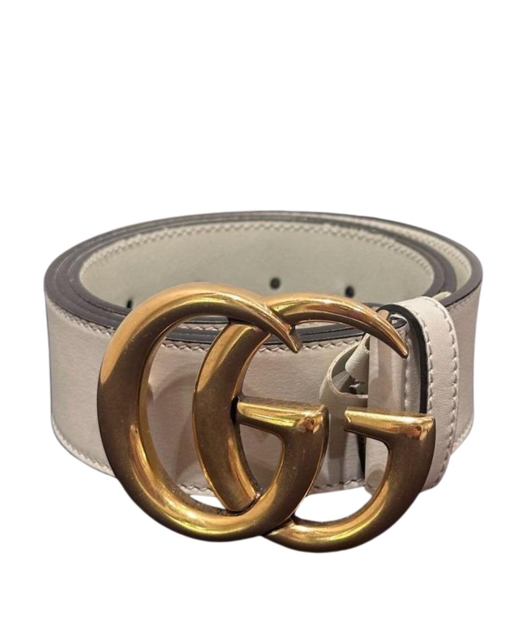 GUCCI Белый кожаный ремень, фото 1