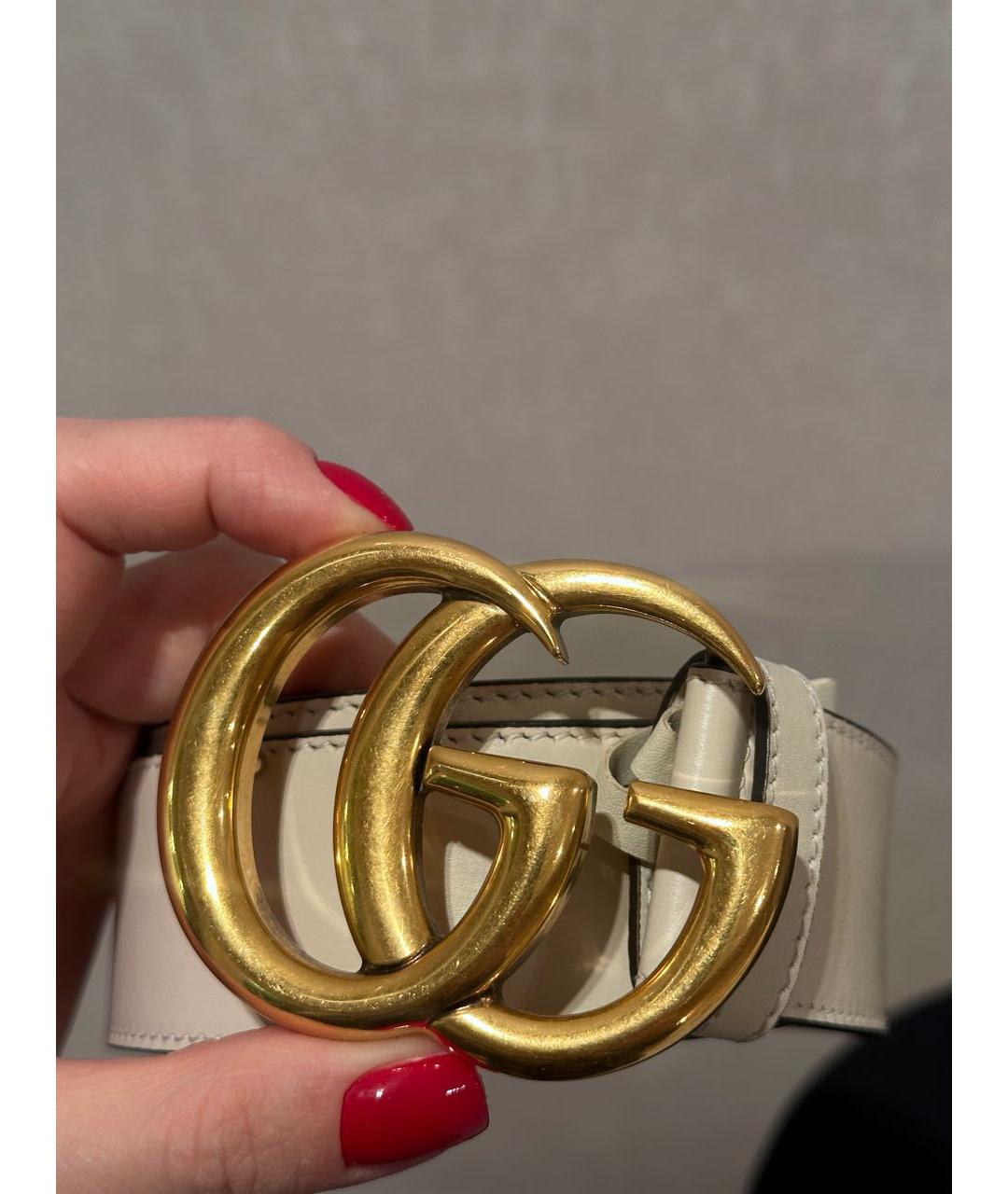 GUCCI Белый кожаный ремень, фото 3