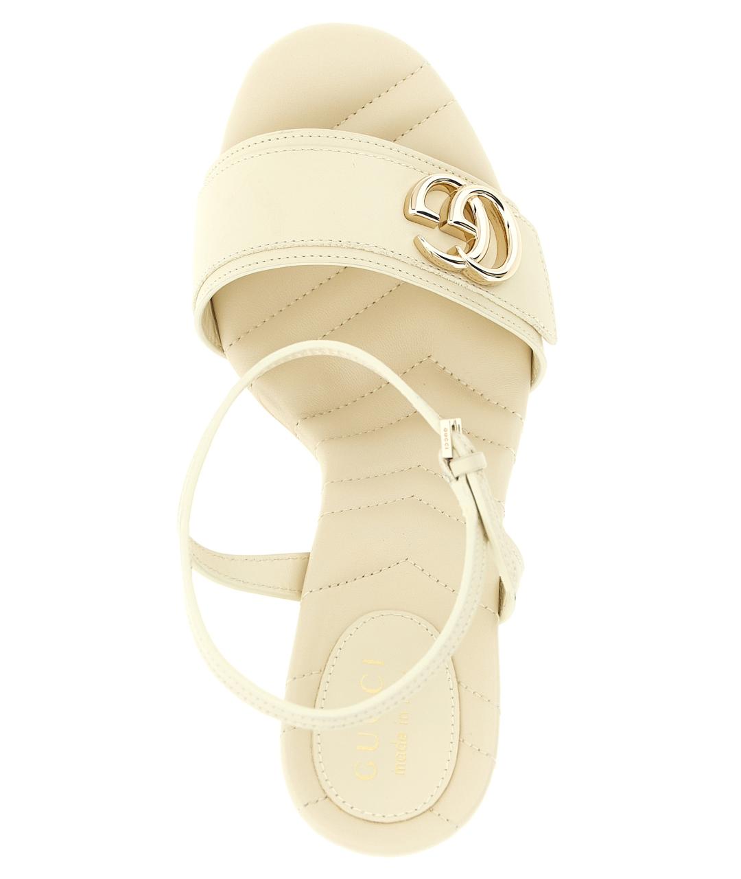 GUCCI Белые кожаные босоножки, фото 4