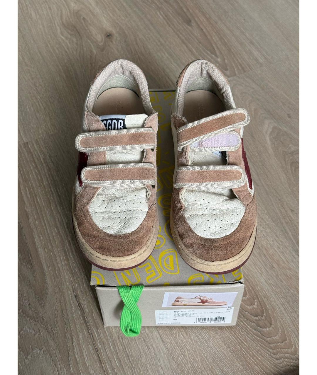 GOLDEN GOOSE DELUXE BRAND Бежевые кожаные кеды, фото 2