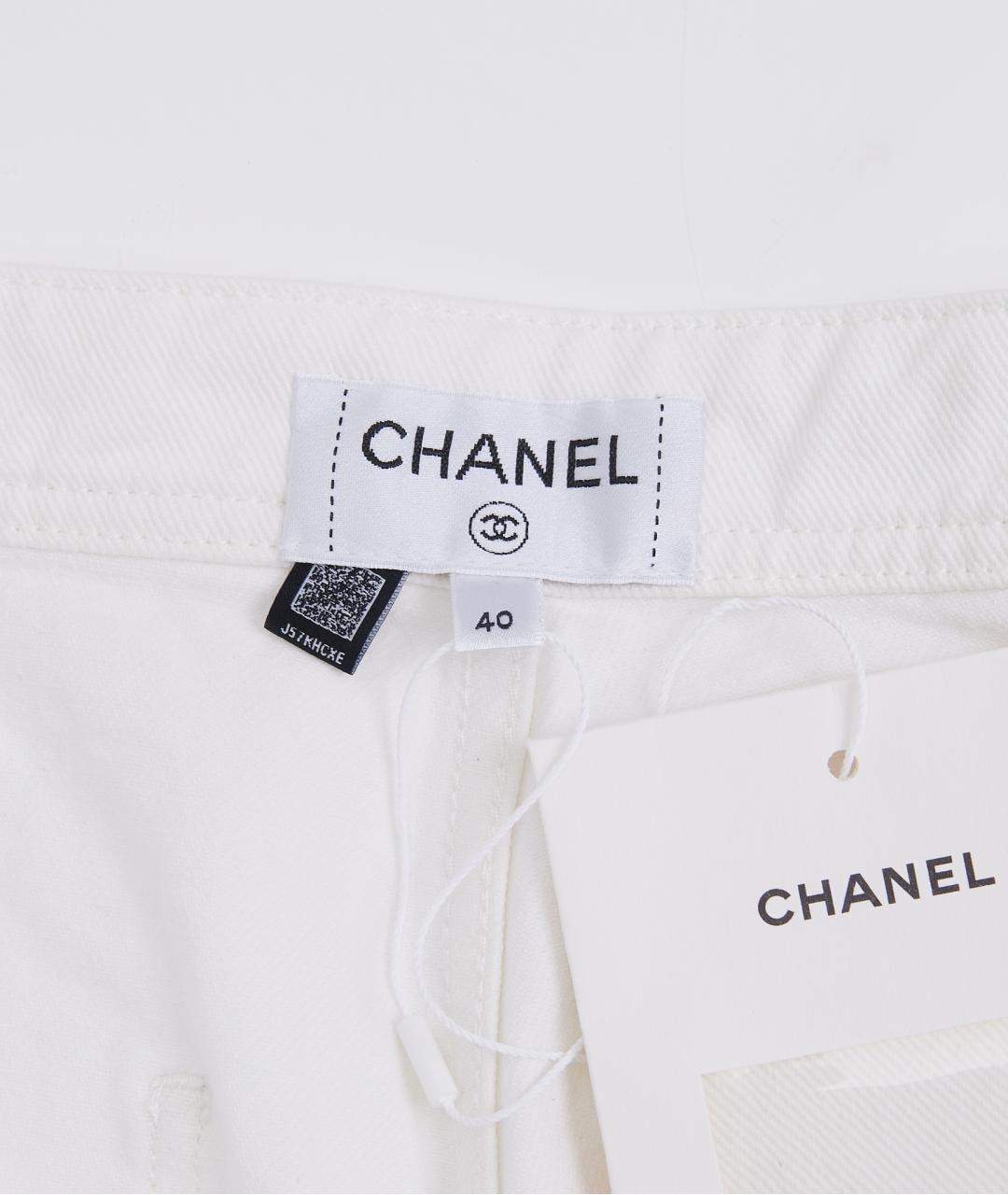 CHANEL Белые хлопковые прямые джинсы, фото 3