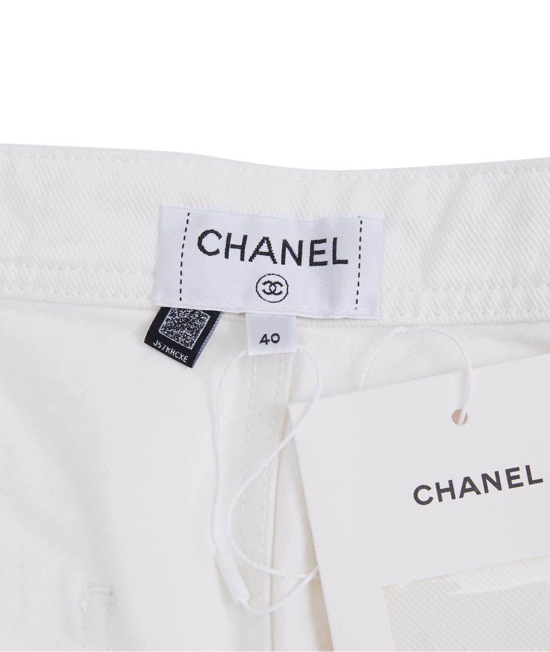 CHANEL Белые хлопковые прямые джинсы, фото 7
