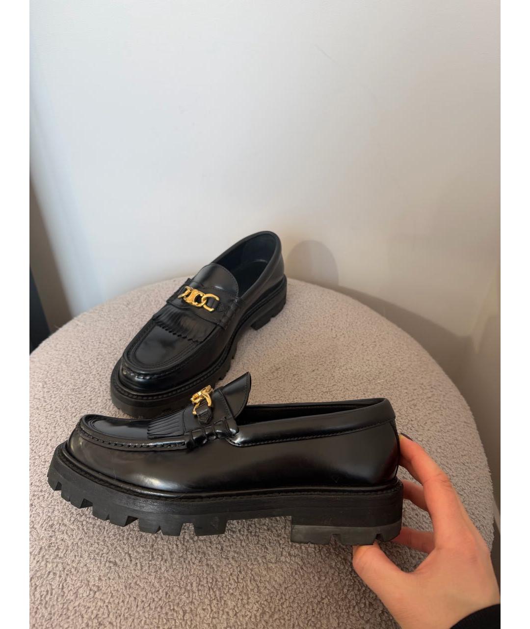 CELINE Черные кожаные лоферы, фото 3