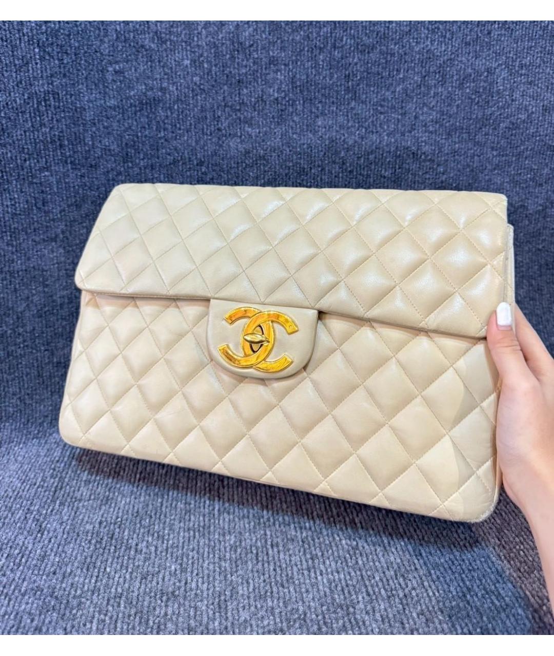 CHANEL Бежевая кожаная сумка через плечо, фото 2