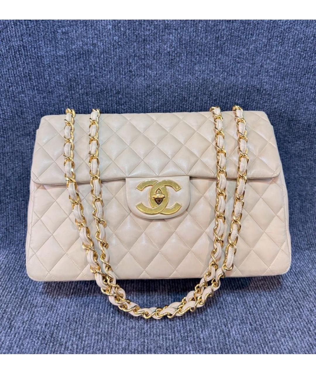 CHANEL Бежевая кожаная сумка через плечо, фото 7