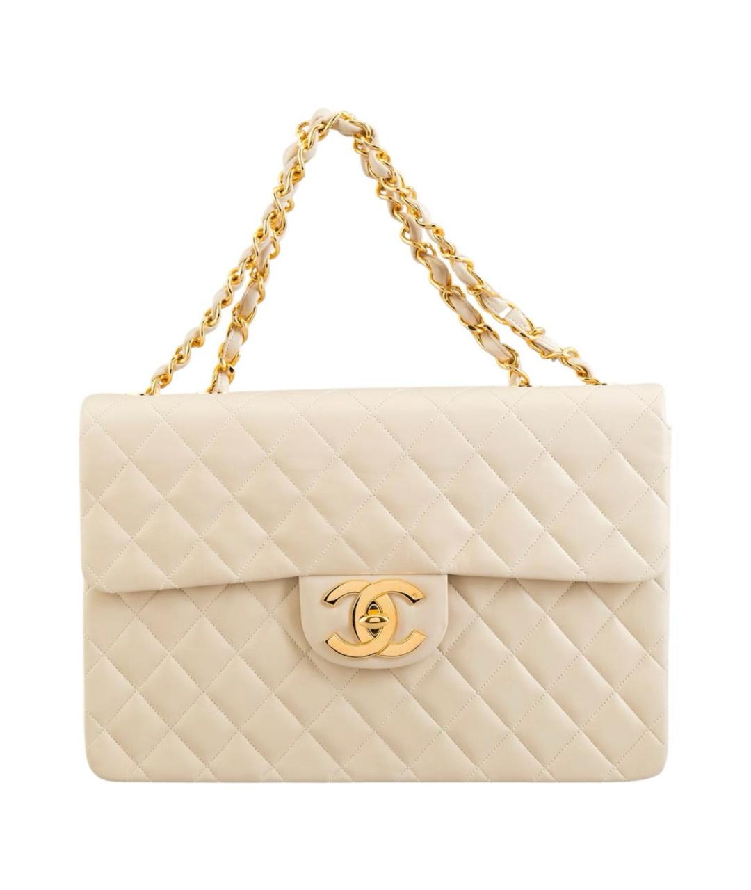CHANEL Бежевая кожаная сумка через плечо, фото 9