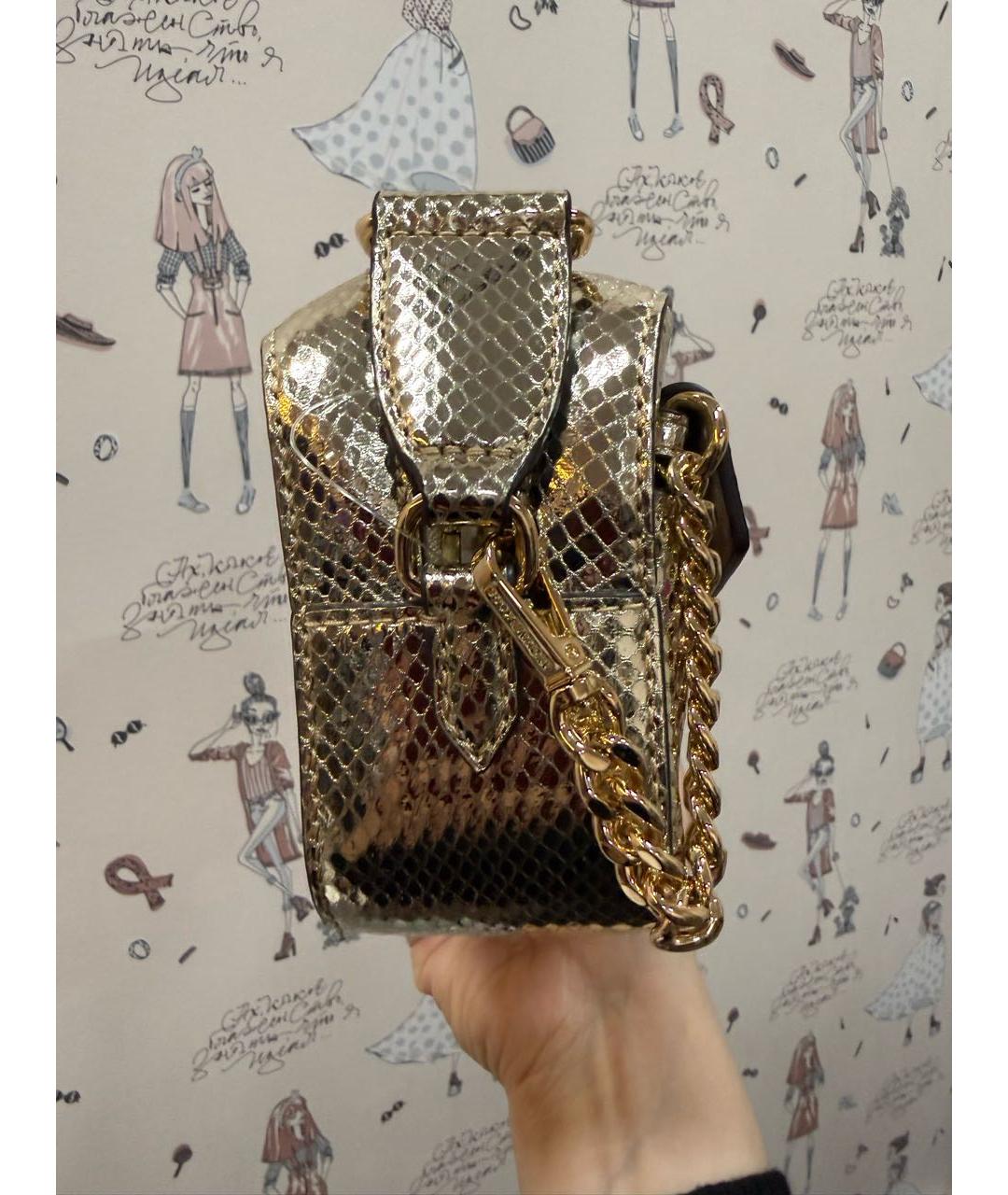MICHAEL MICHAEL KORS Золотая кожаная сумка через плечо, фото 3