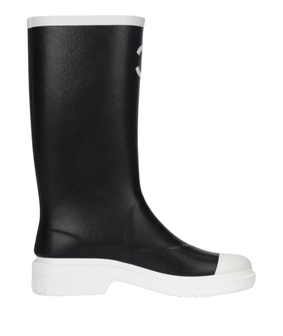 CHANEL Черные резиновые сапоги, фото 1