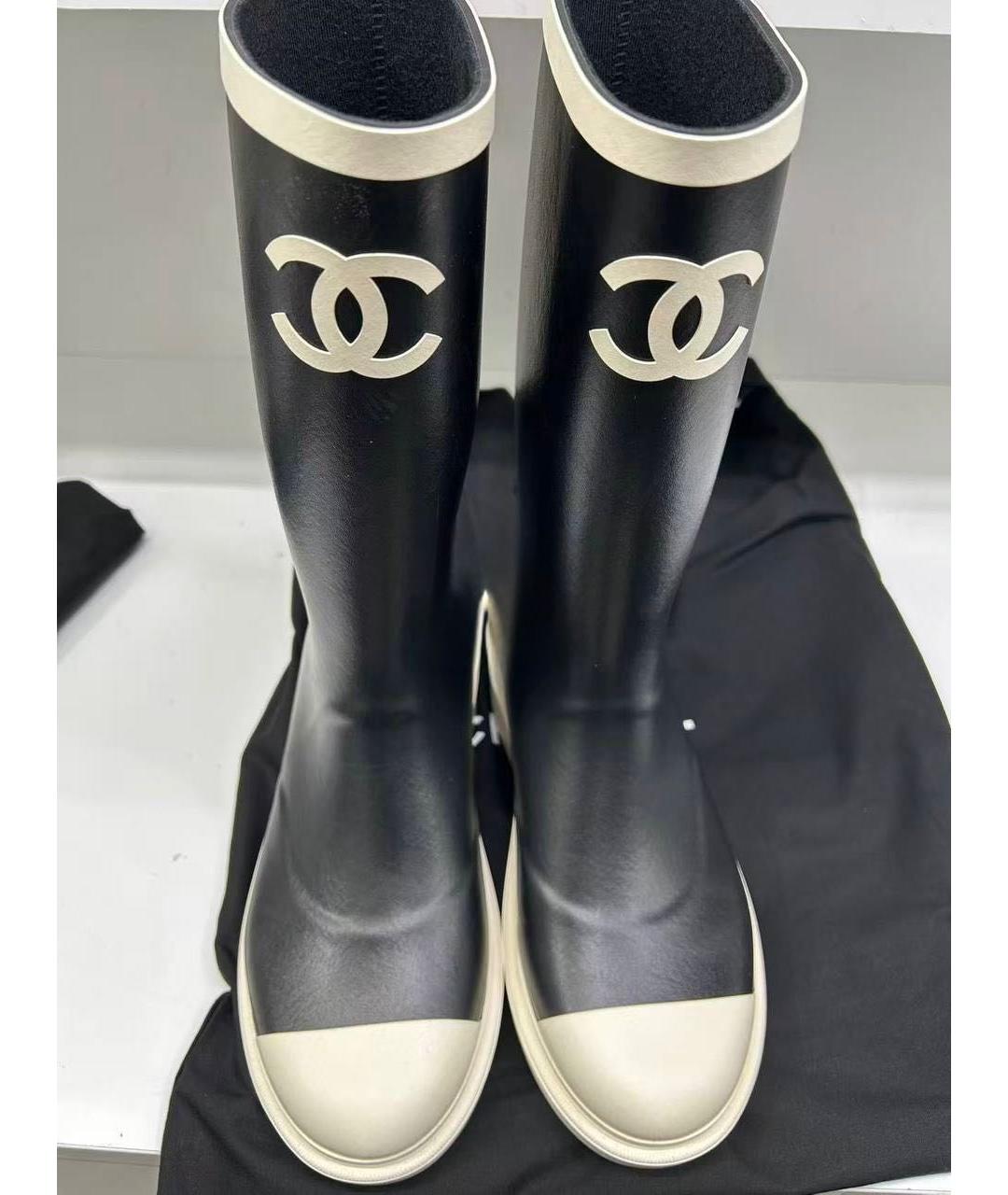 CHANEL Черные резиновые сапоги, фото 6