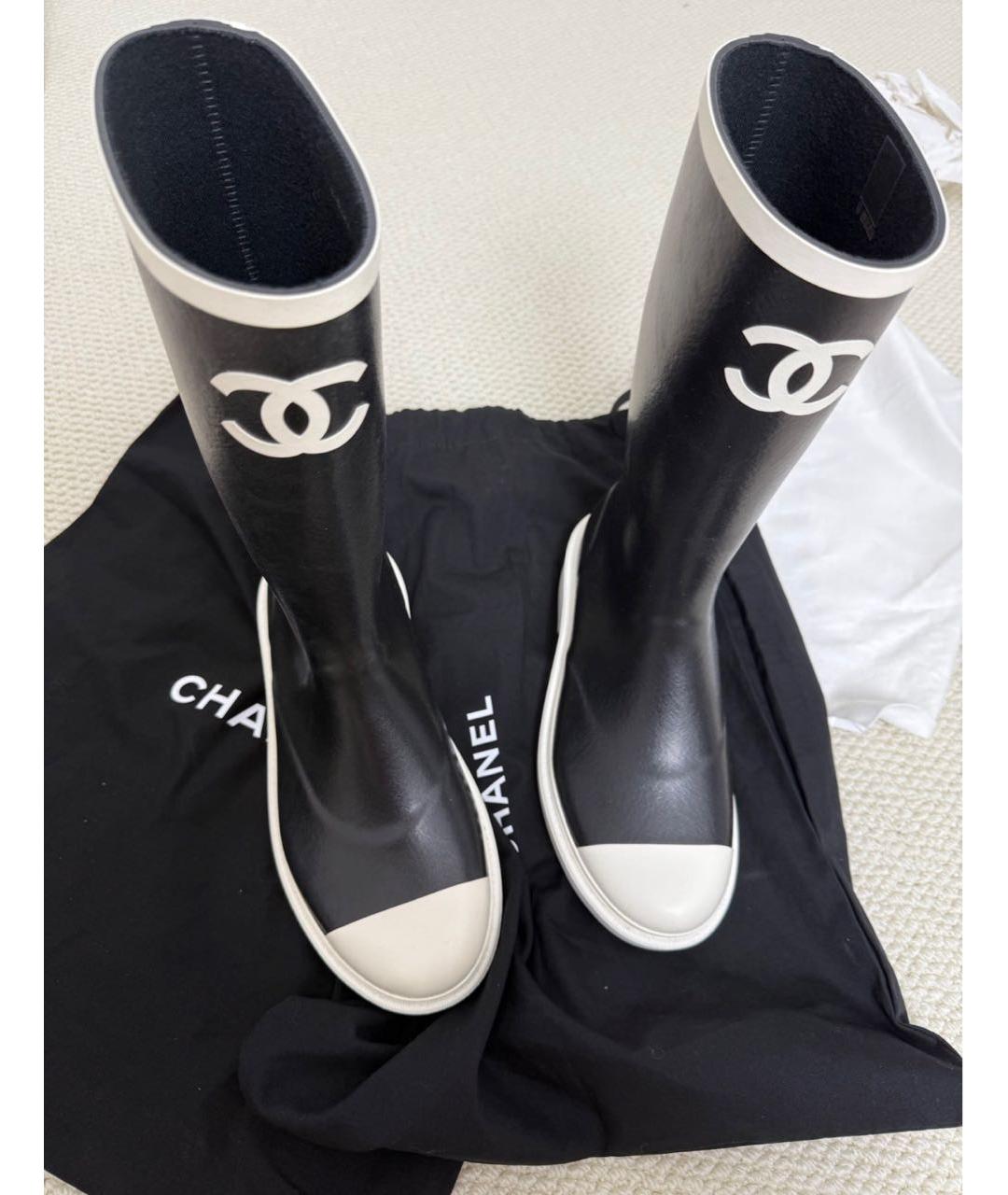 CHANEL Черные резиновые сапоги, фото 5