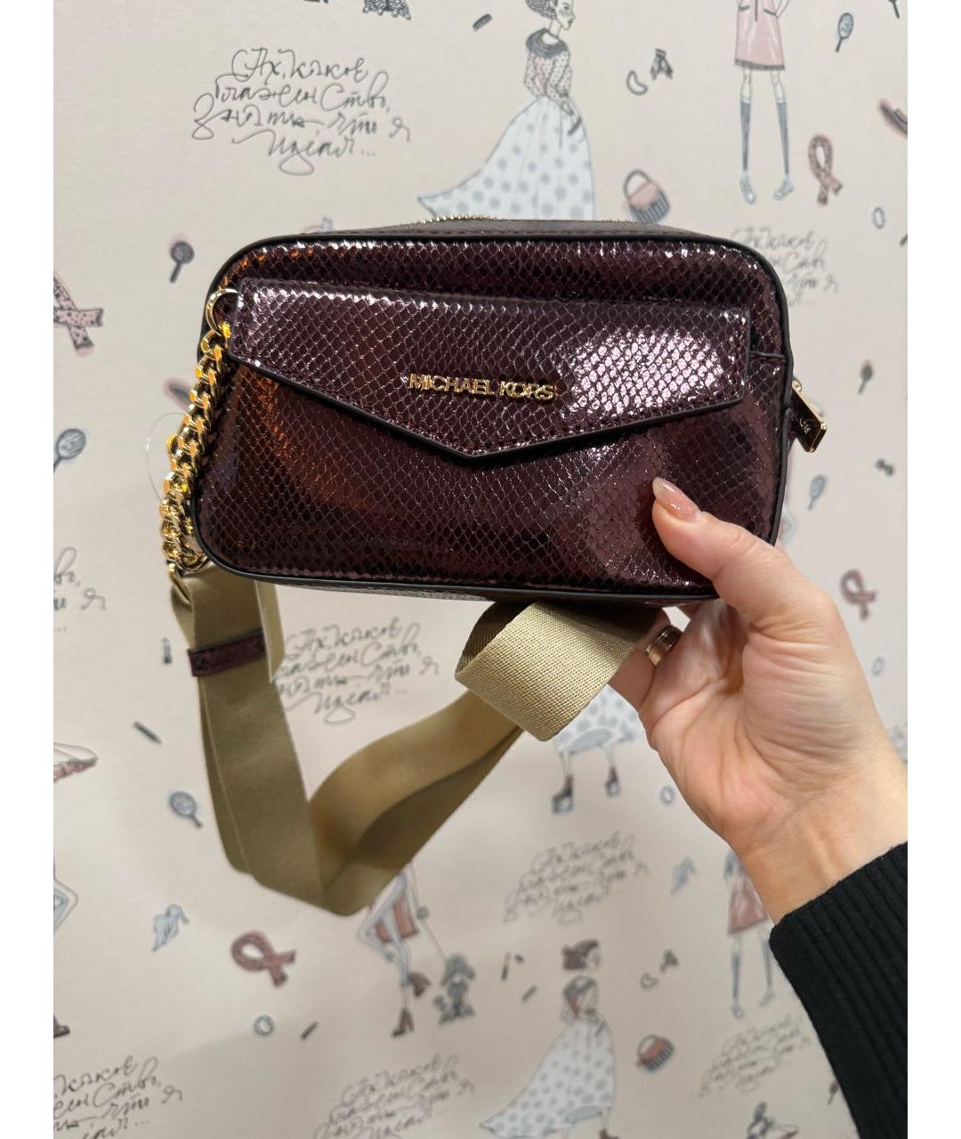 MICHAEL MICHAEL KORS Бордовая кожаная сумка через плечо, фото 5