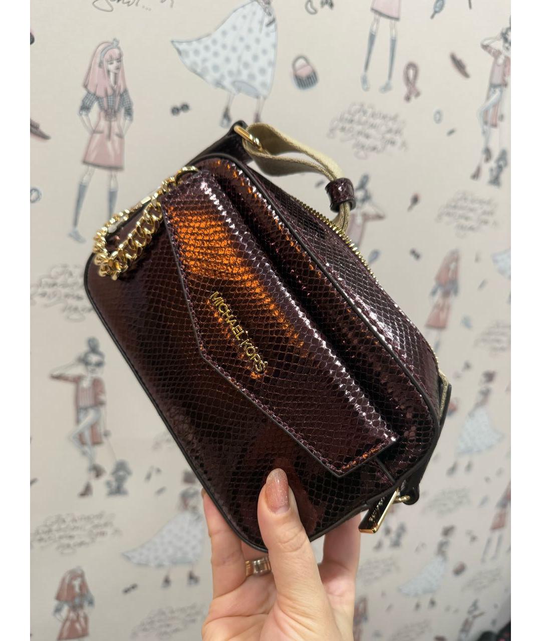 MICHAEL MICHAEL KORS Бордовая кожаная сумка через плечо, фото 2