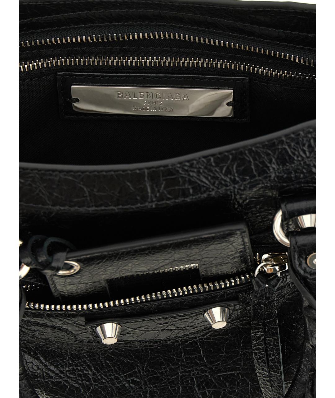 BALENCIAGA Черная кожаная сумка тоут, фото 3