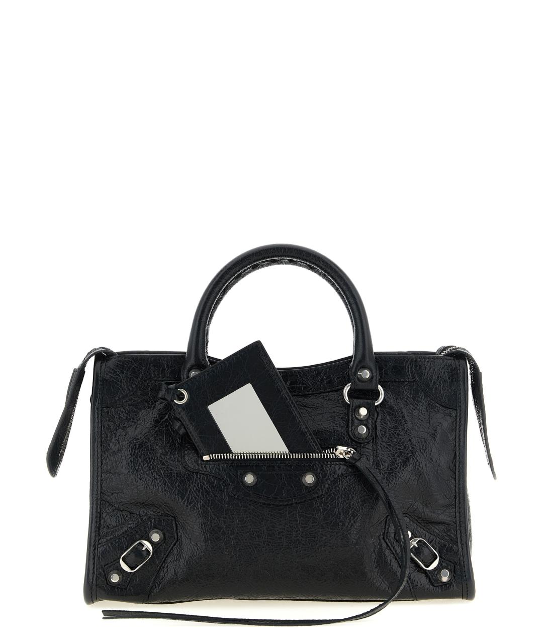 BALENCIAGA Черная кожаная сумка тоут, фото 1