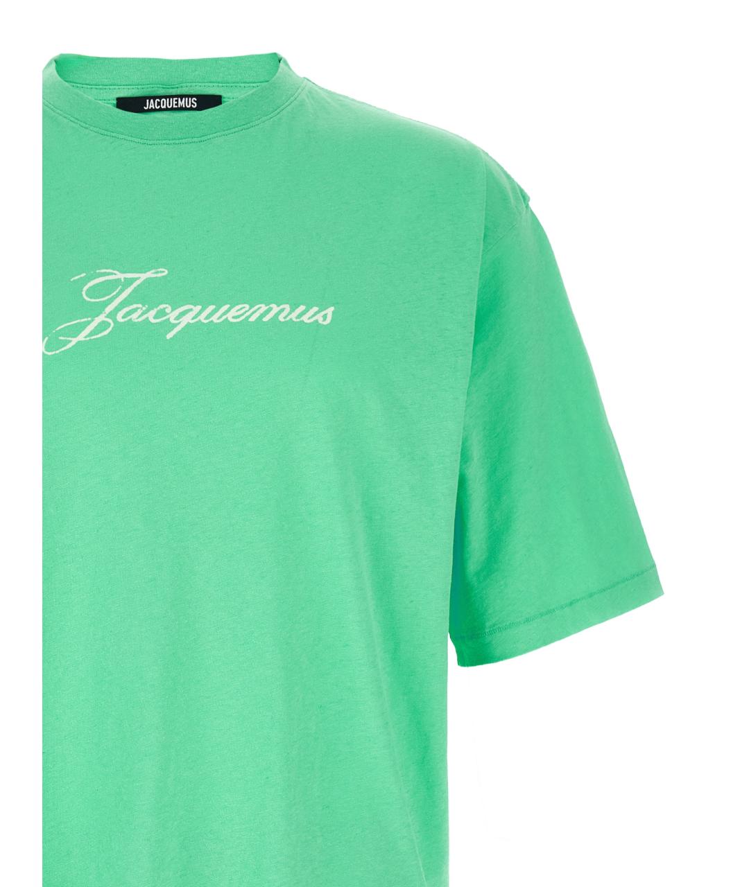 JACQUEMUS Зеленая хлопковая футболка, фото 3