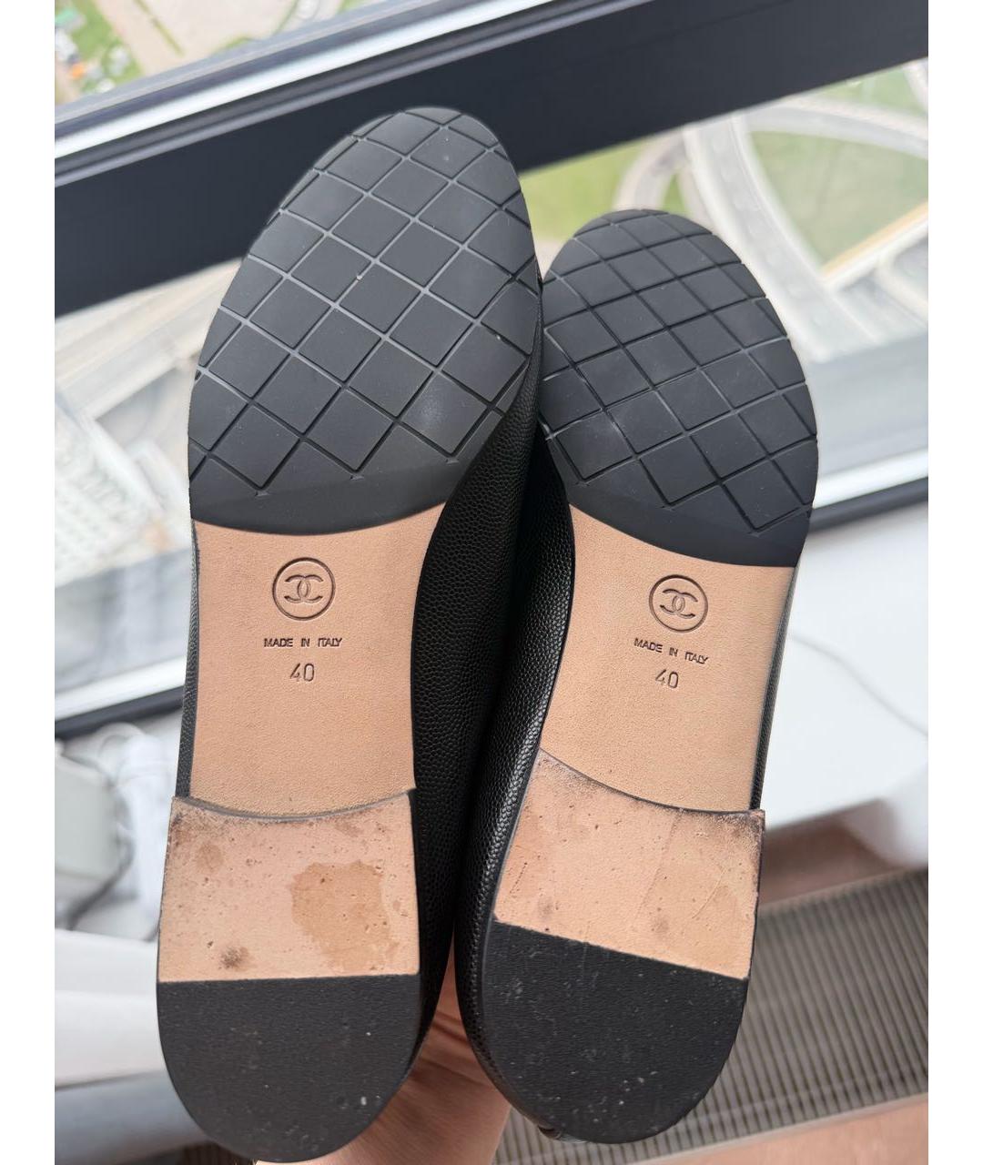 CHANEL Черные кожаные балетки, фото 4
