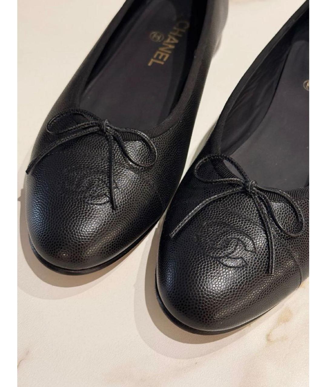 CHANEL Черные кожаные балетки, фото 5