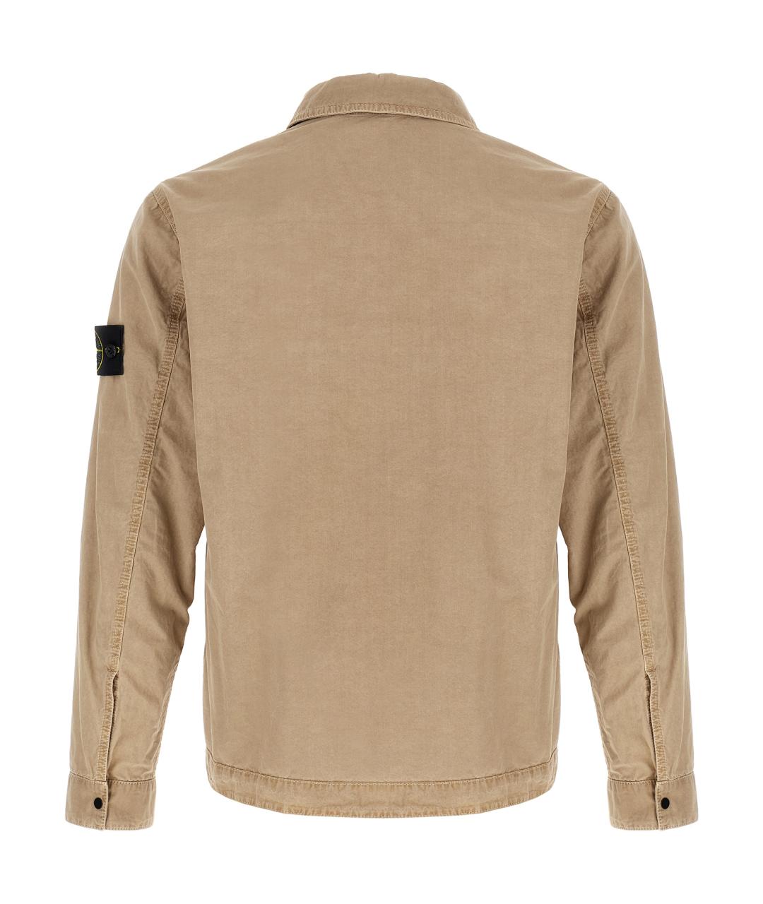 STONE ISLAND Бежевая хлопковая кэжуал рубашка, фото 2