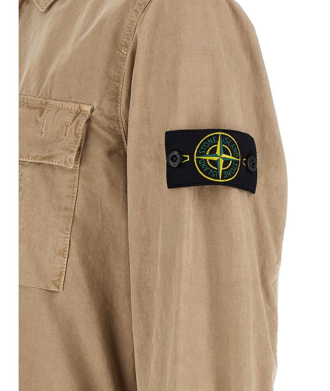 STONE ISLAND Бежевая хлопковая кэжуал рубашка, фото 5
