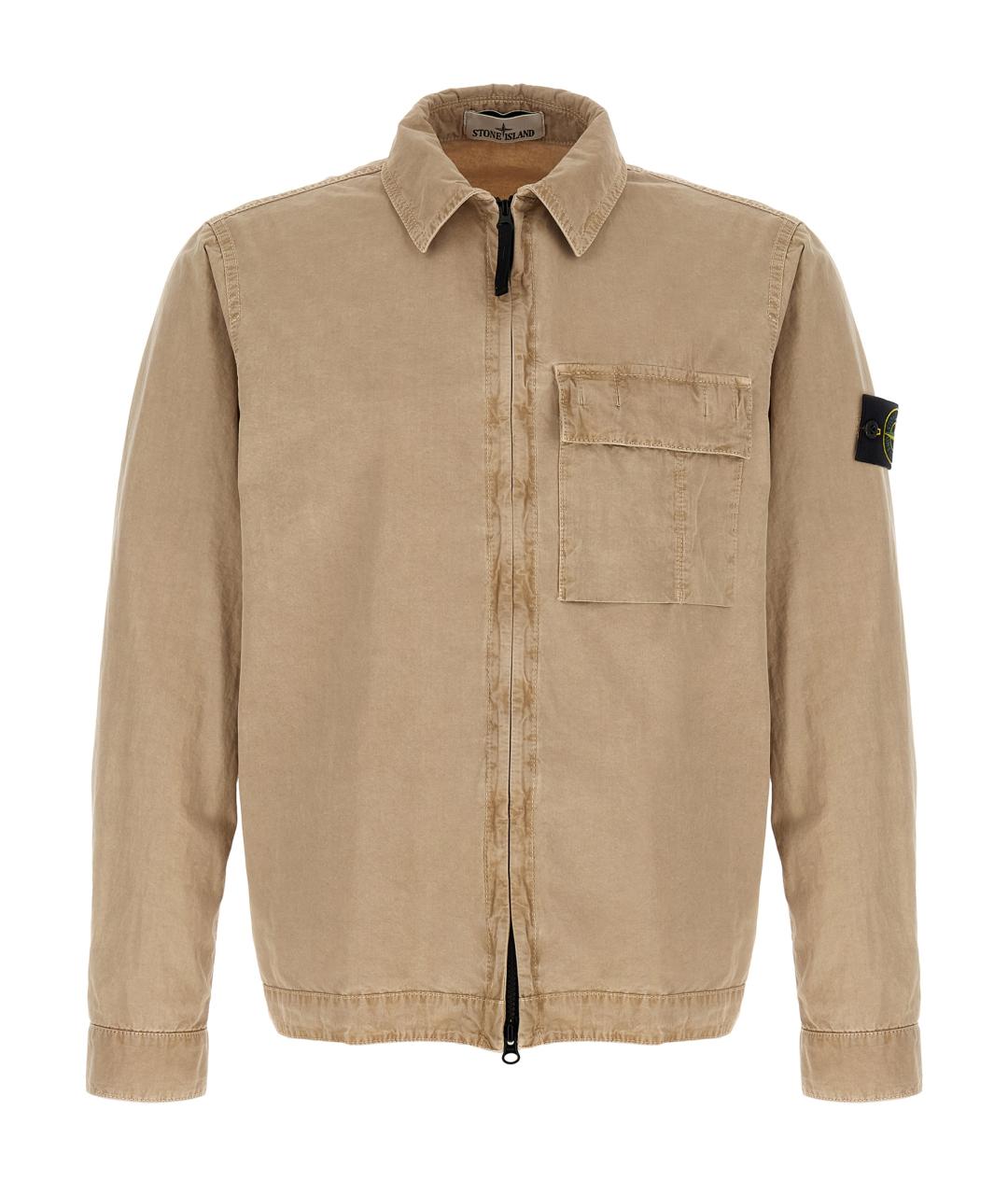 STONE ISLAND Бежевая хлопковая кэжуал рубашка, фото 1