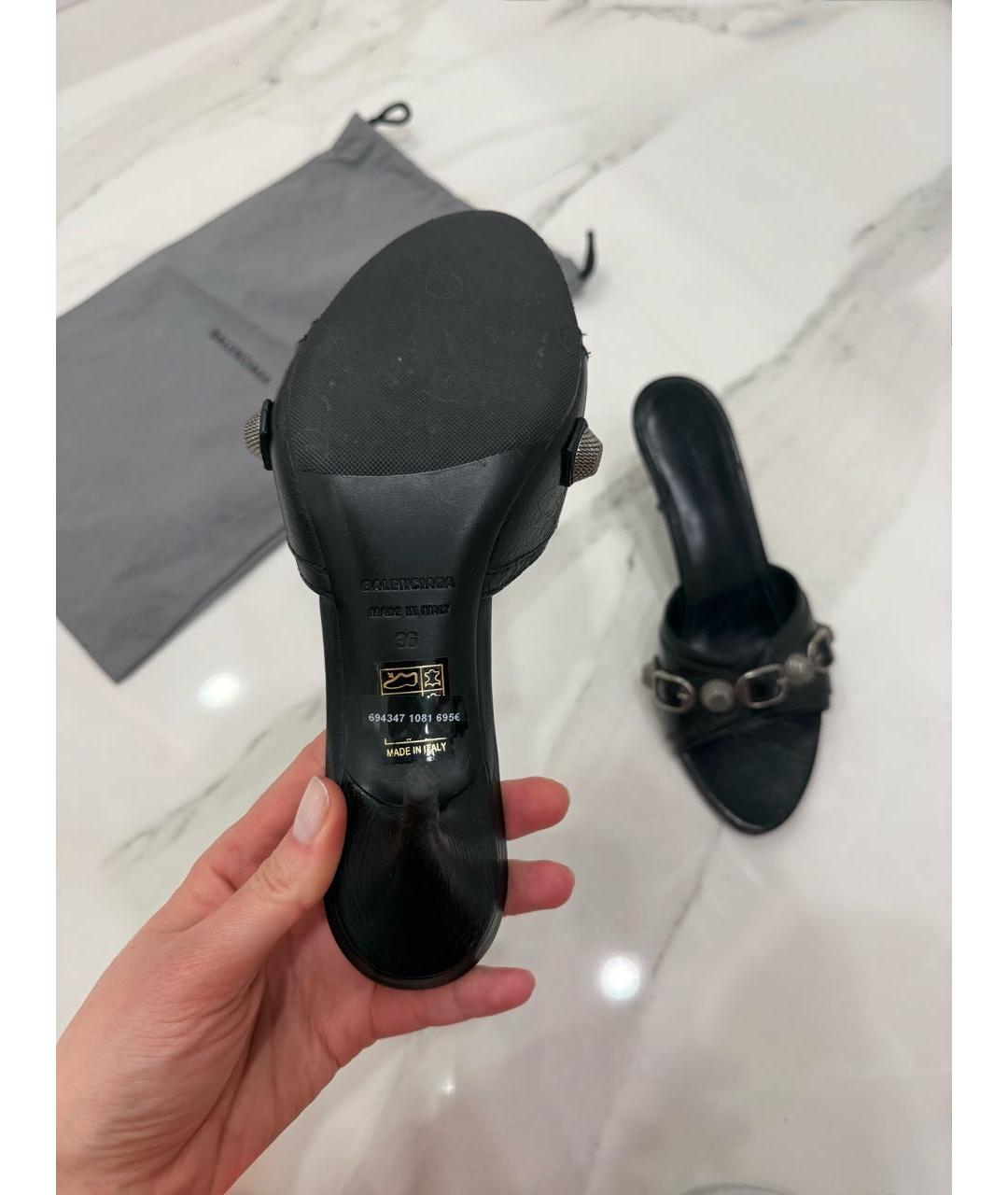 BALENCIAGA Черные кожаные сабо, фото 4