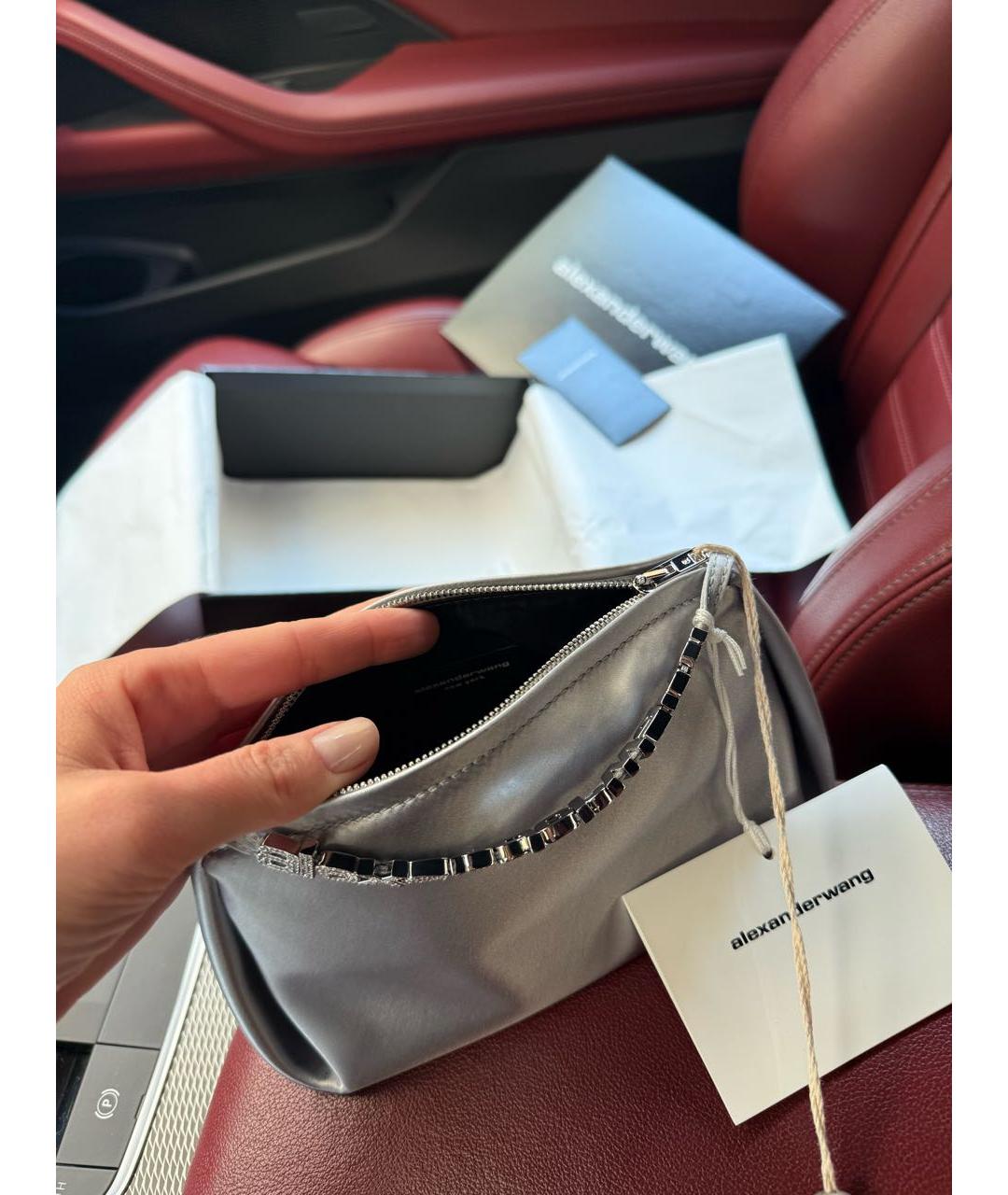 ALEXANDER WANG Серебряная тканевая сумка с короткими ручками, фото 7