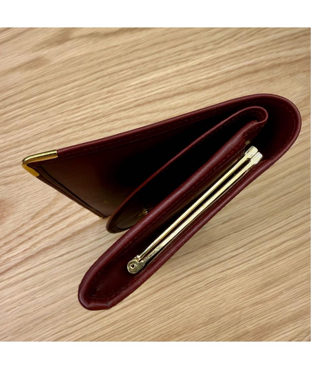 CARTIER Бордовый кожаный кошелек, фото 3