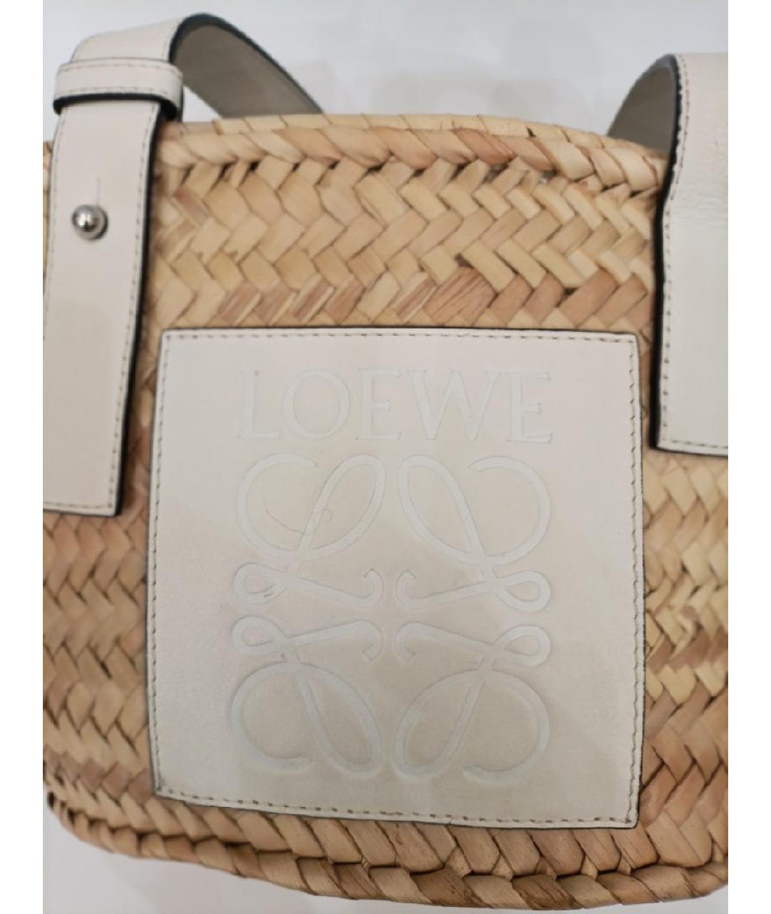 LOEWE Бежевая пелетеная пляжная сумка, фото 8