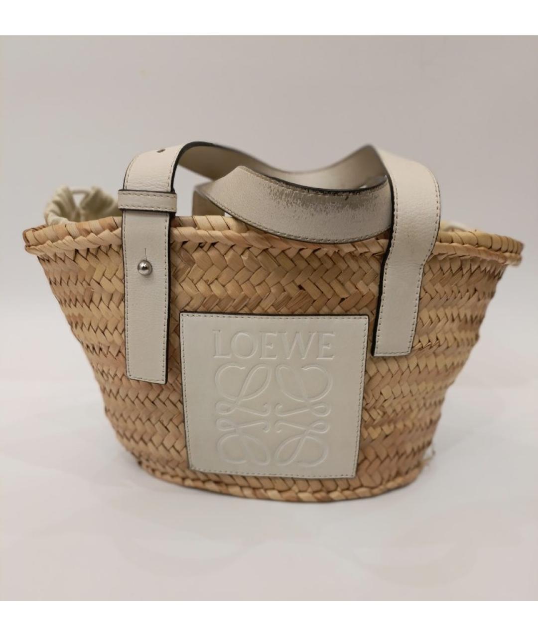 LOEWE Бежевая пелетеная пляжная сумка, фото 10