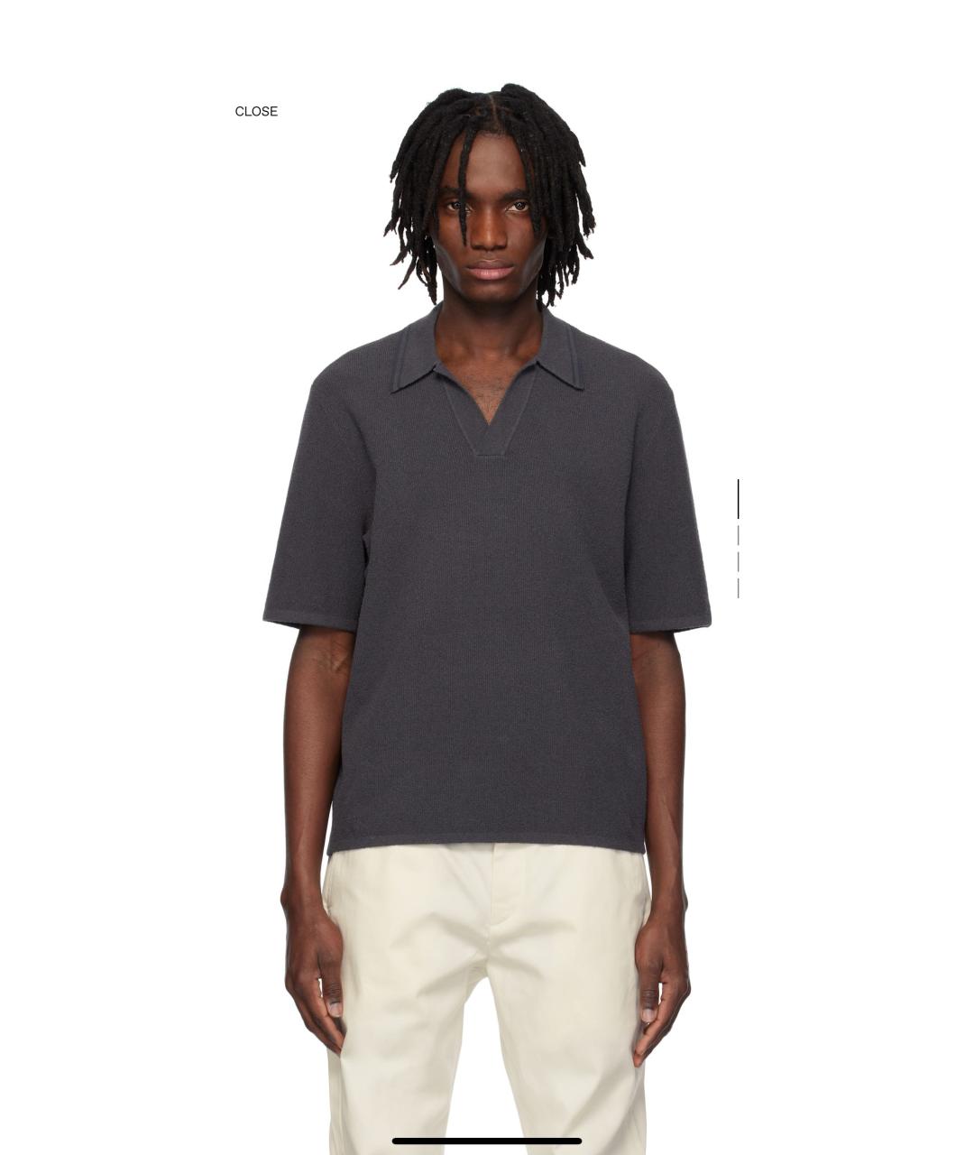 RAG & BONE Серое хлопковое поло с коротким рукавом, фото 2
