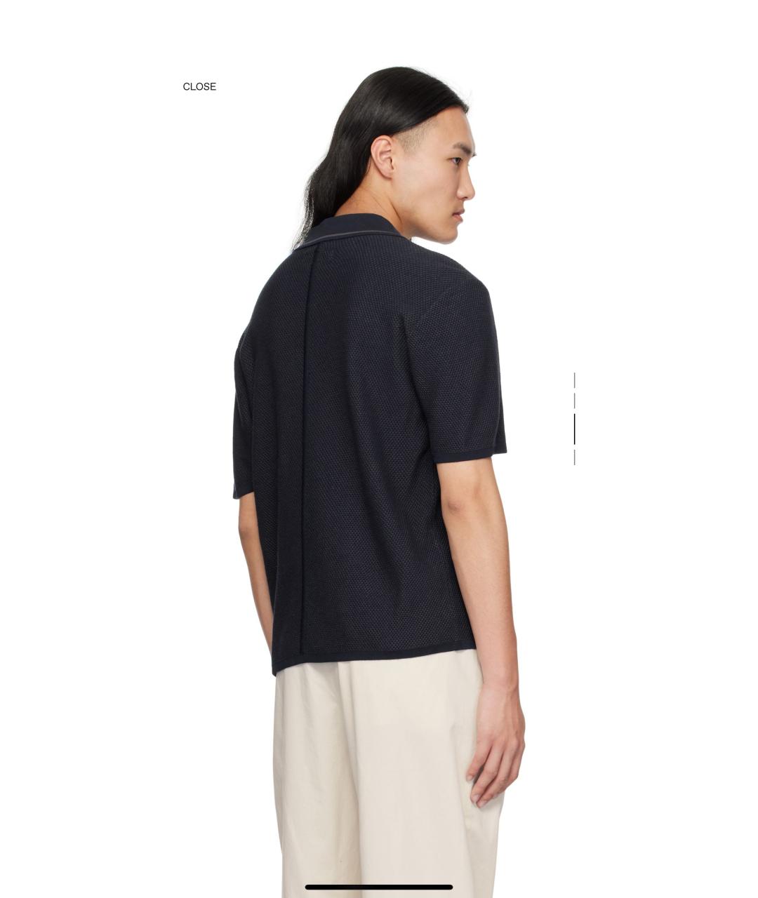 RAG & BONE Темно-синее хлопковое поло с коротким рукавом, фото 4