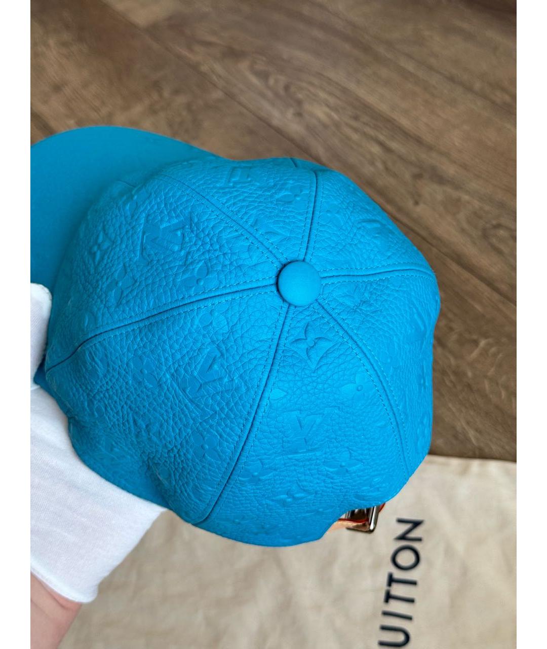 LOUIS VUITTON Голубая кожаная кепка/бейсболка, фото 7