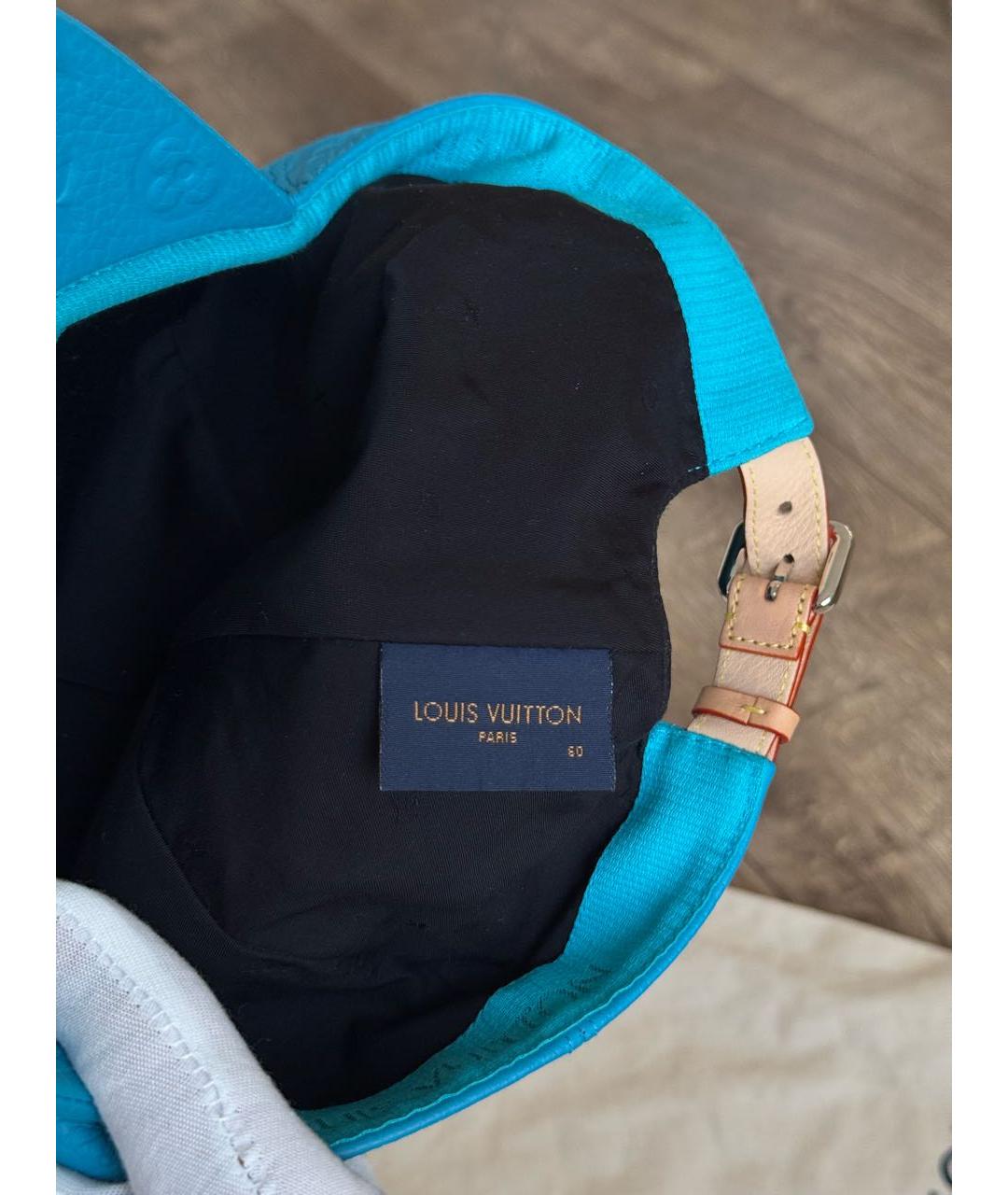 LOUIS VUITTON Голубая кожаная кепка/бейсболка, фото 5