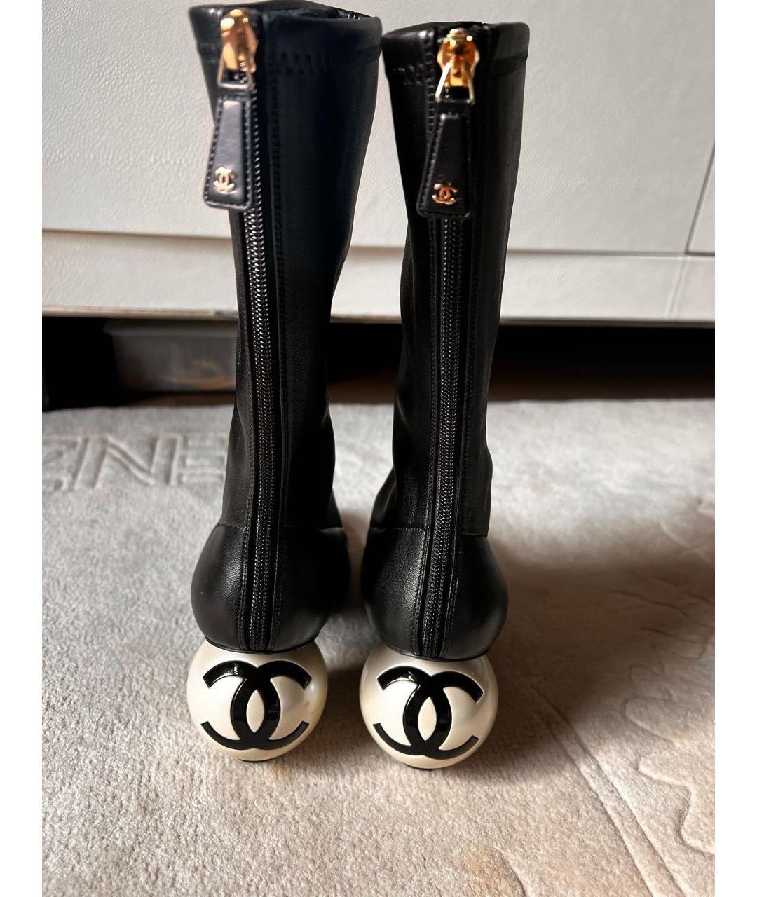 CHANEL Черные кожаные полусапоги, фото 2