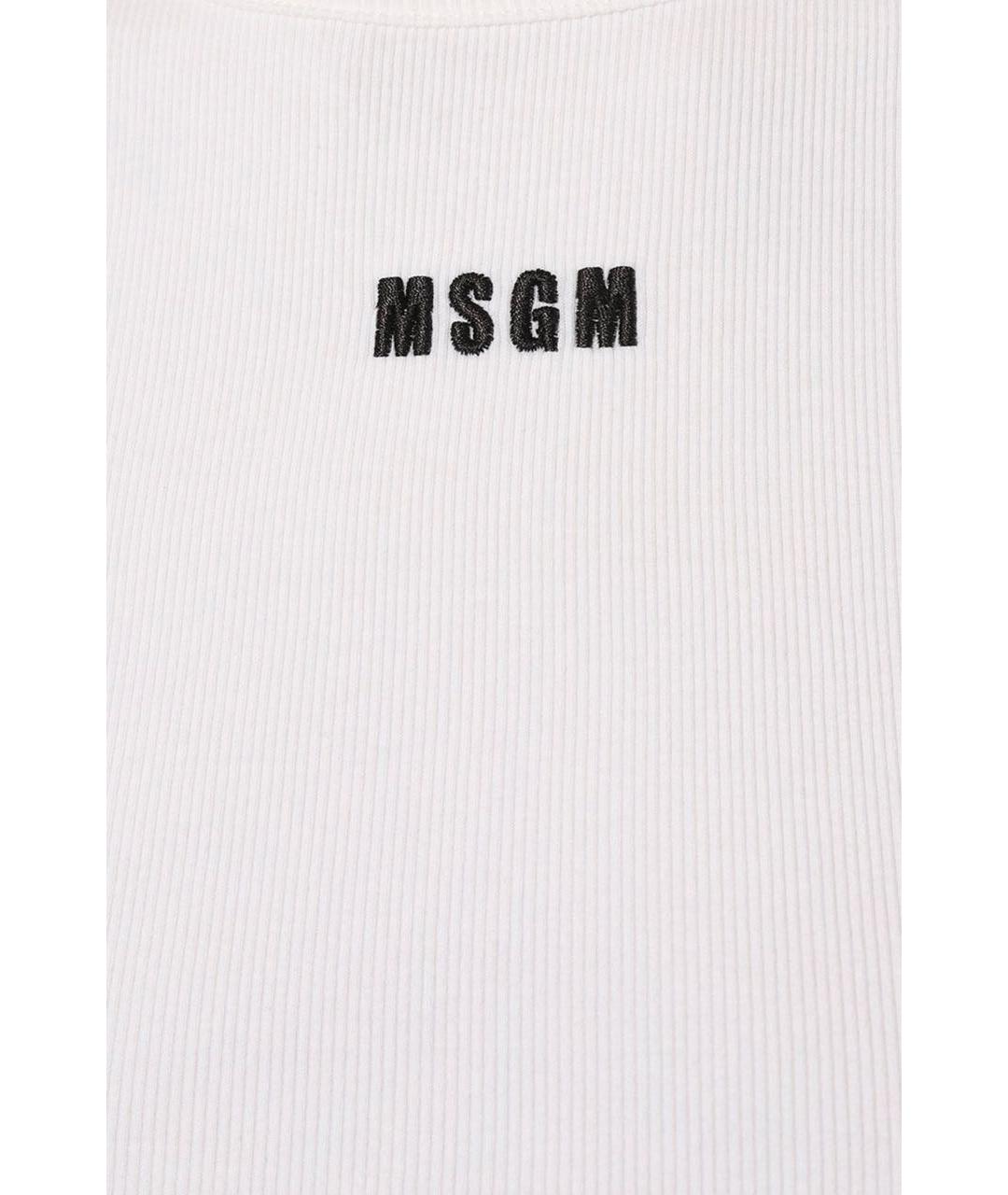 MSGM Белая хлопко-эластановая майка, фото 4