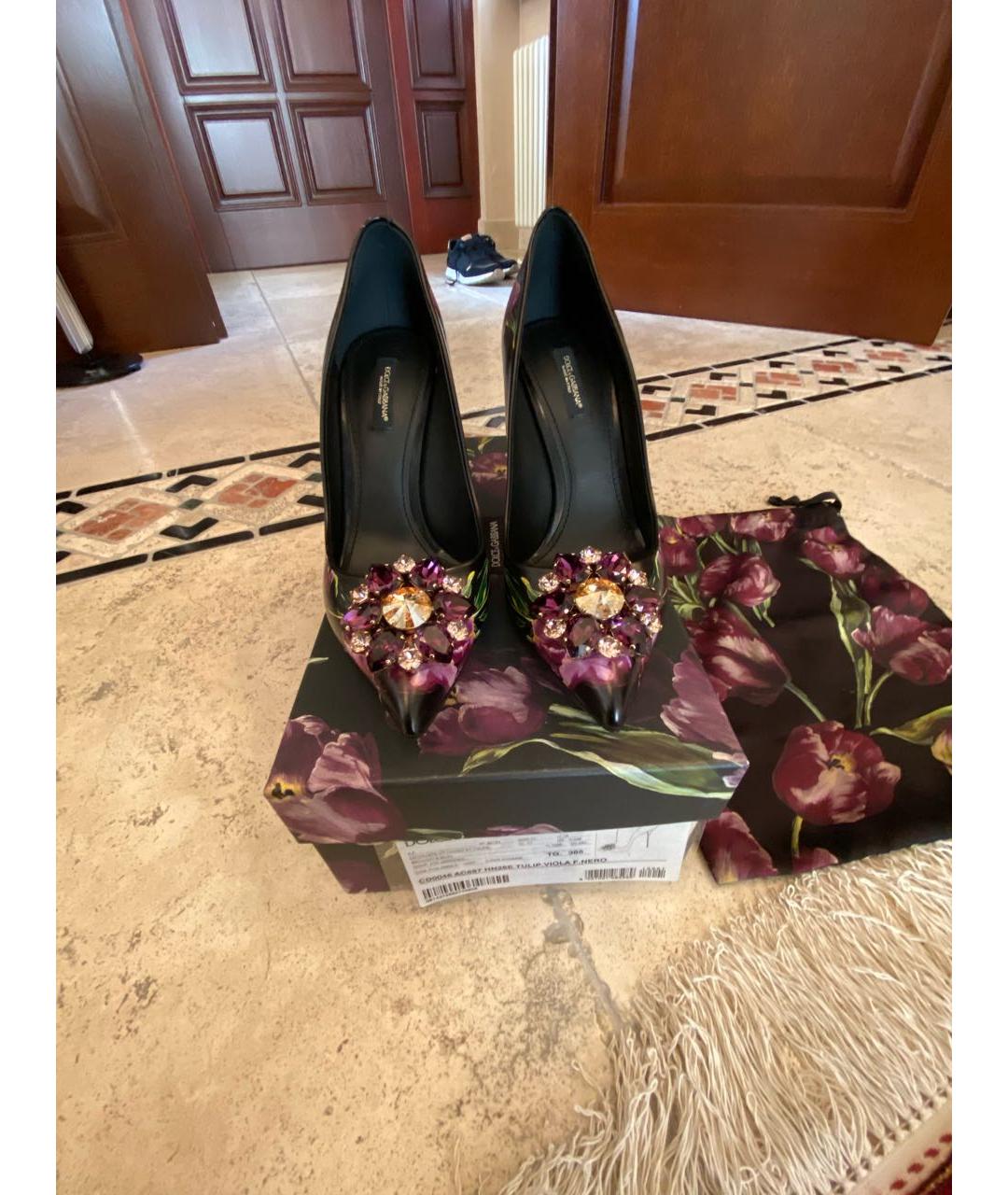 DOLCE&GABBANA Черные кожаные туфли, фото 2