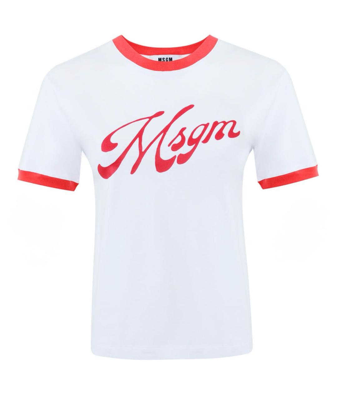MSGM Белая хлопко-эластановая футболка, фото 1