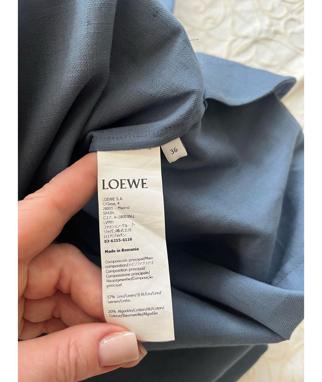 LOEWE Синее льняное повседневное платье, фото 7