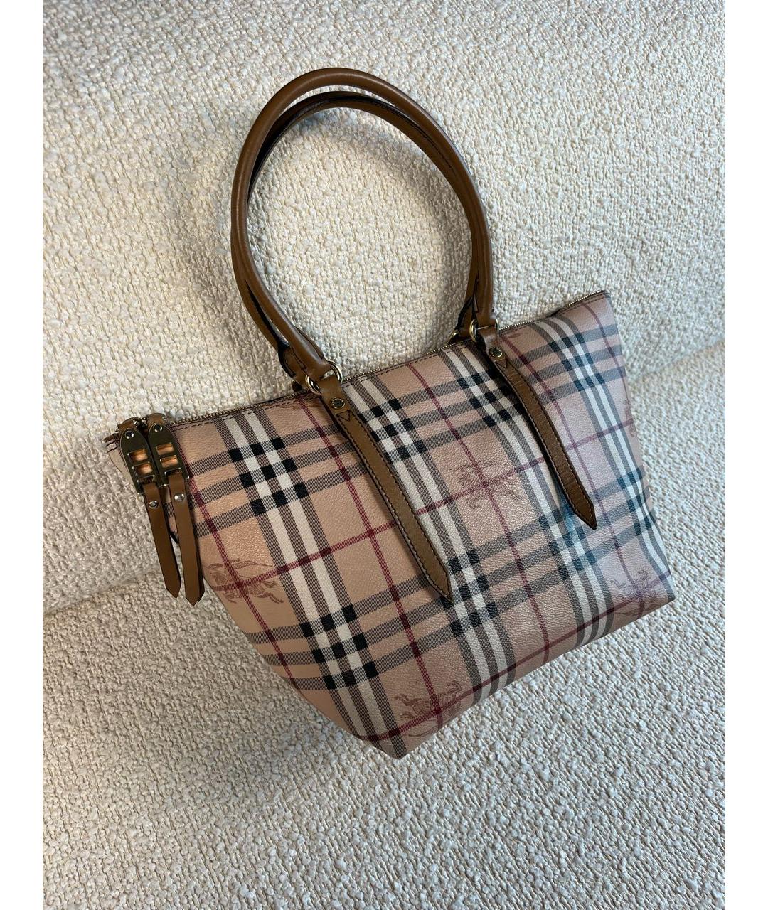 BURBERRY Бежевая кожаная сумка тоут, фото 2