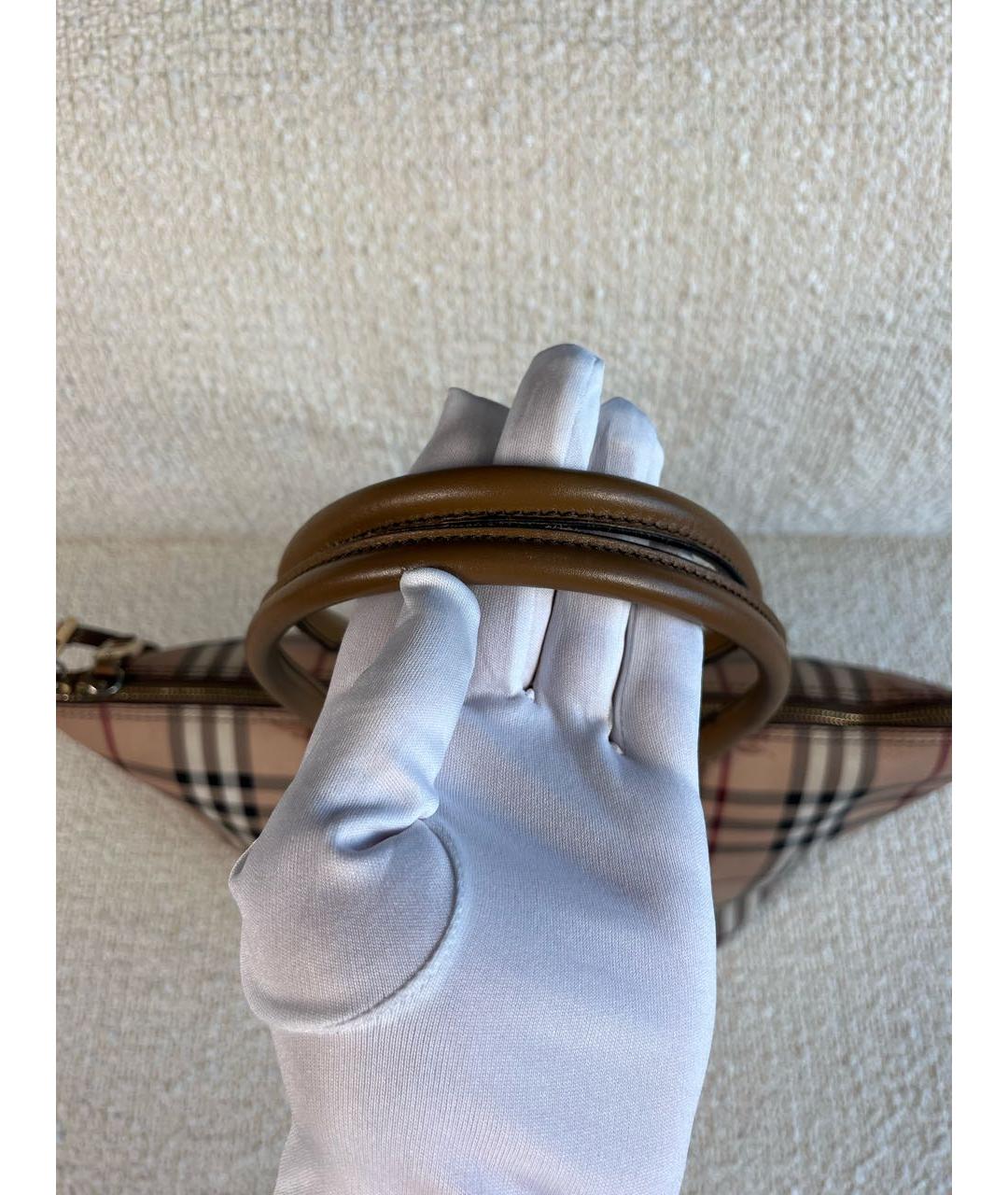 BURBERRY Бежевая кожаная сумка тоут, фото 7