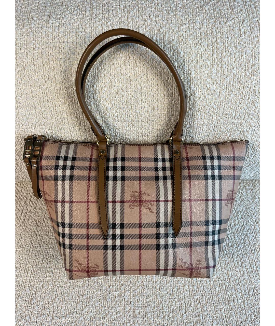 BURBERRY Бежевая кожаная сумка тоут, фото 9